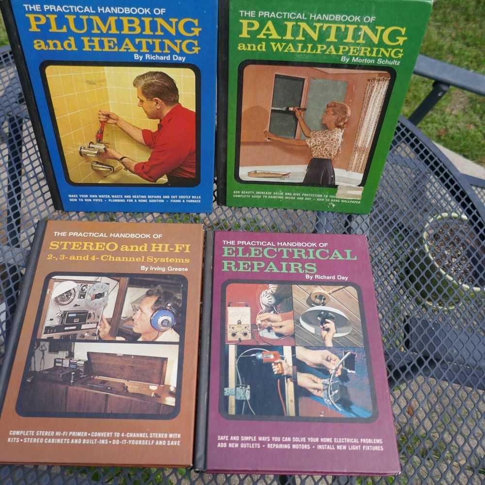 Vintage Mixed Lot Practical Handbook Painting Plumbing Electrical Stereo 4 Books